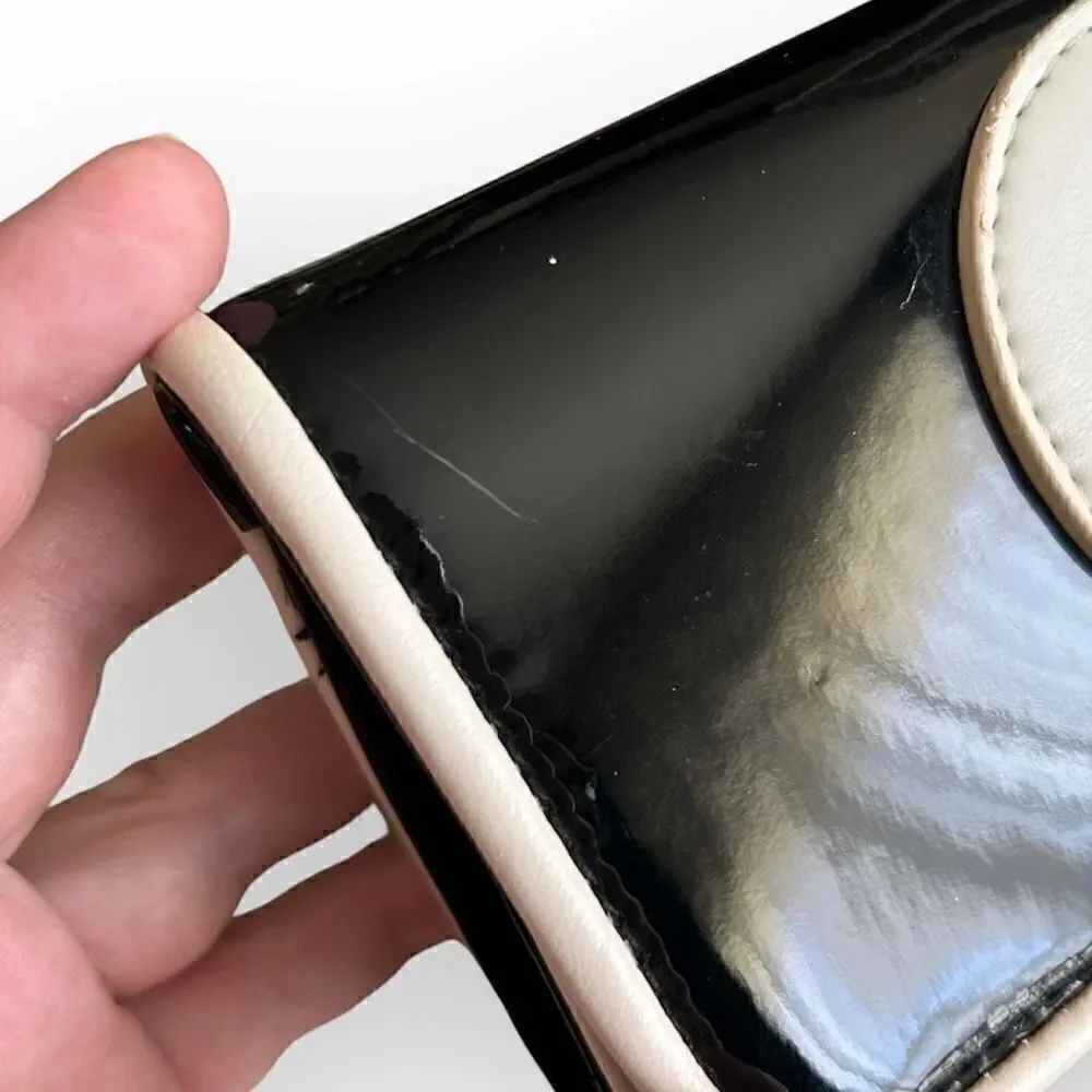 Black and White Patient Leather Buckle Vintage Inspired Clutch
